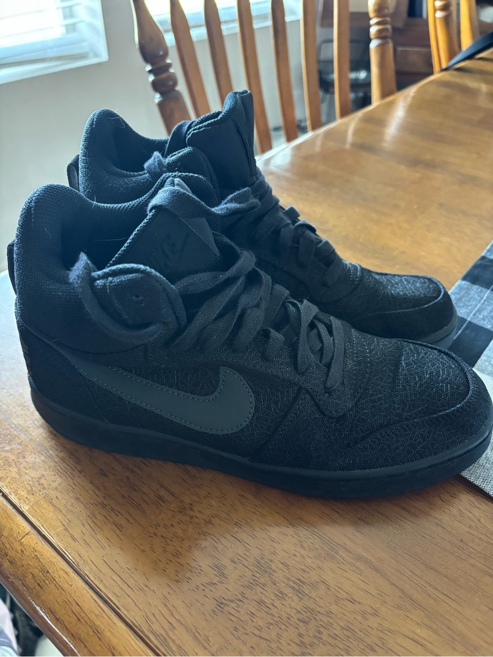 Nike Black High-Top Sneakers with Dark Grey Swoosh
